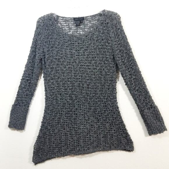 Nomadic Traders charcoal gray sheer chunky Asym sweater S/M - Picture 4 of 8